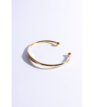 Мъжка златиста твърда гривна от неръждаема стомана снимка