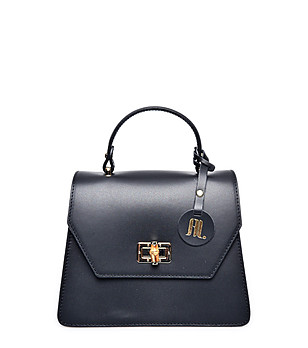 Черна дамска трапецовидна чанта от естествена кожа Alliz снимка