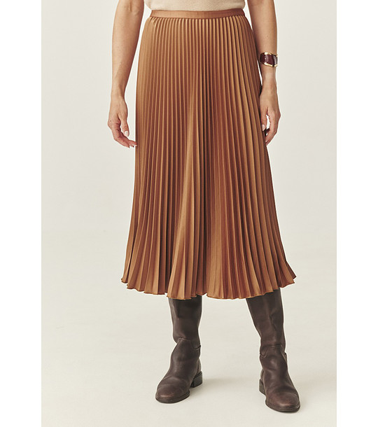 Плисирана пола в цвят камел Simina снимка