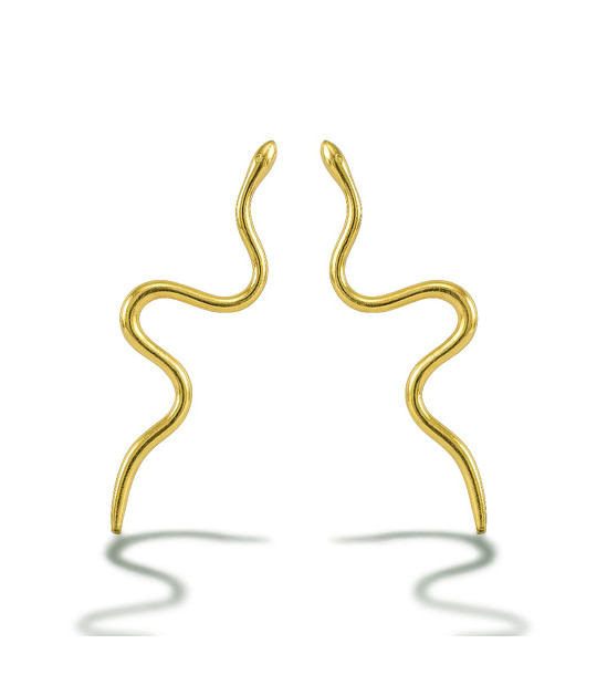 Златисти обеци змия от неръждаема стомана снимка