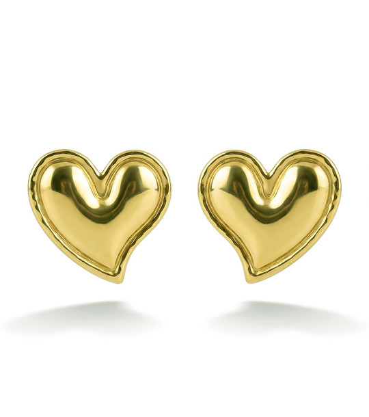 Златисти обеци сърце от неръждаема стомана снимка