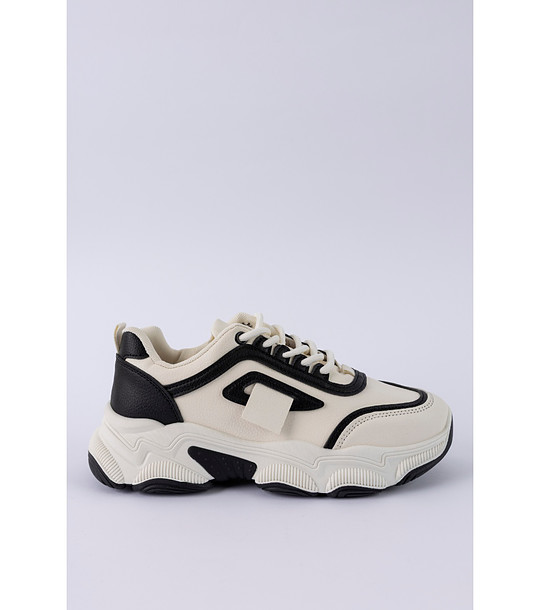 Дамски маратонки в екрю и черно с платформа снимка