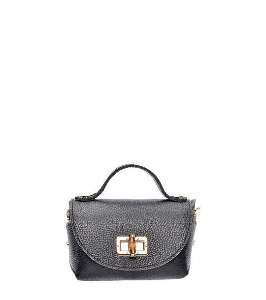 Черна чанта през рамо с метална закопчалка снимка