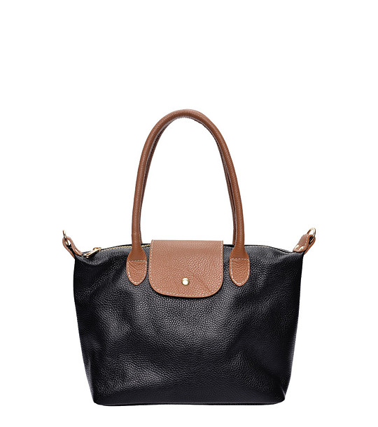 Черна чанта за рамо с капак снимка