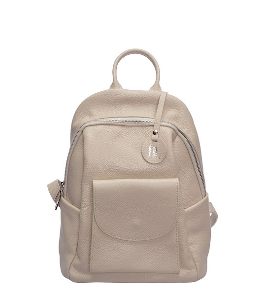 Бежова раница с външни джобове снимка