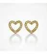 Златисти обеци сърца с прозрачни кристали-0 снимка
