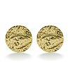 Златисти обеци тип топче с релефен кръгъл дизайн-0 снимка