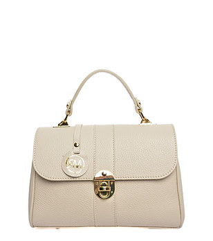 Дамска кожена чанта в бежово Sanoma снимка