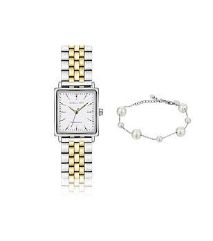 Сребрист комплект часовник и гривна ROSALIE снимка