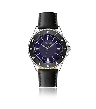 Черен часовник с подплатена кожена каишка Bruges снимка