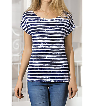 Дамска блуза в тъмносиньо райе Jovana снимка