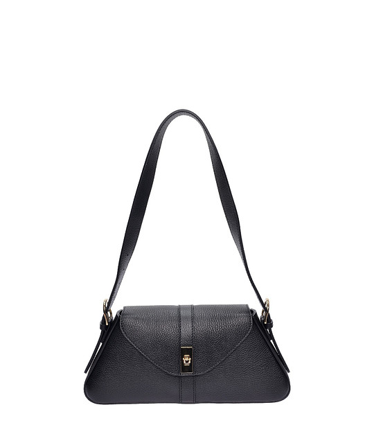 Черна раменна чанта NERO с метална тока снимка