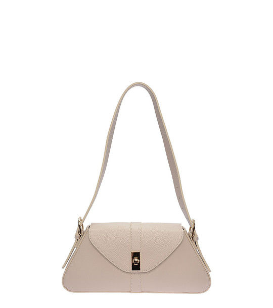 Бежова чанта за рамо с метална тока снимка