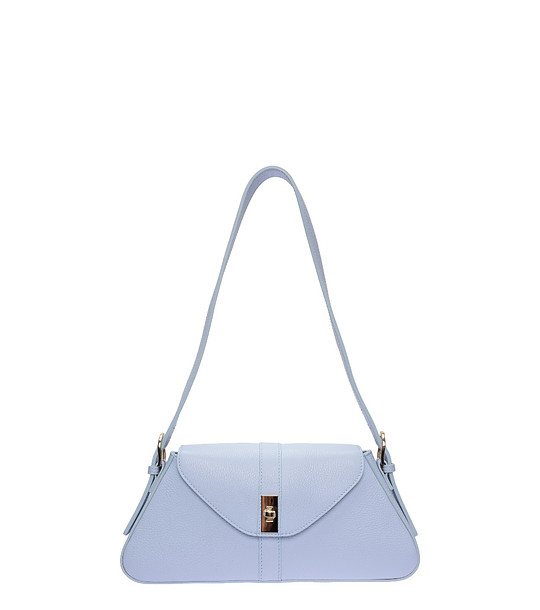 Светлосиня раменна чанта с метална катарама CELESTE снимка