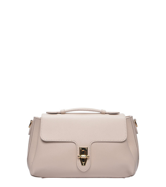 Бежова чанта с метална тока снимка