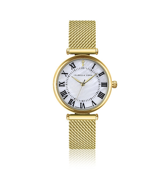 Златист часовник с мрежеста верижка Élodine Gold Mesh снимка